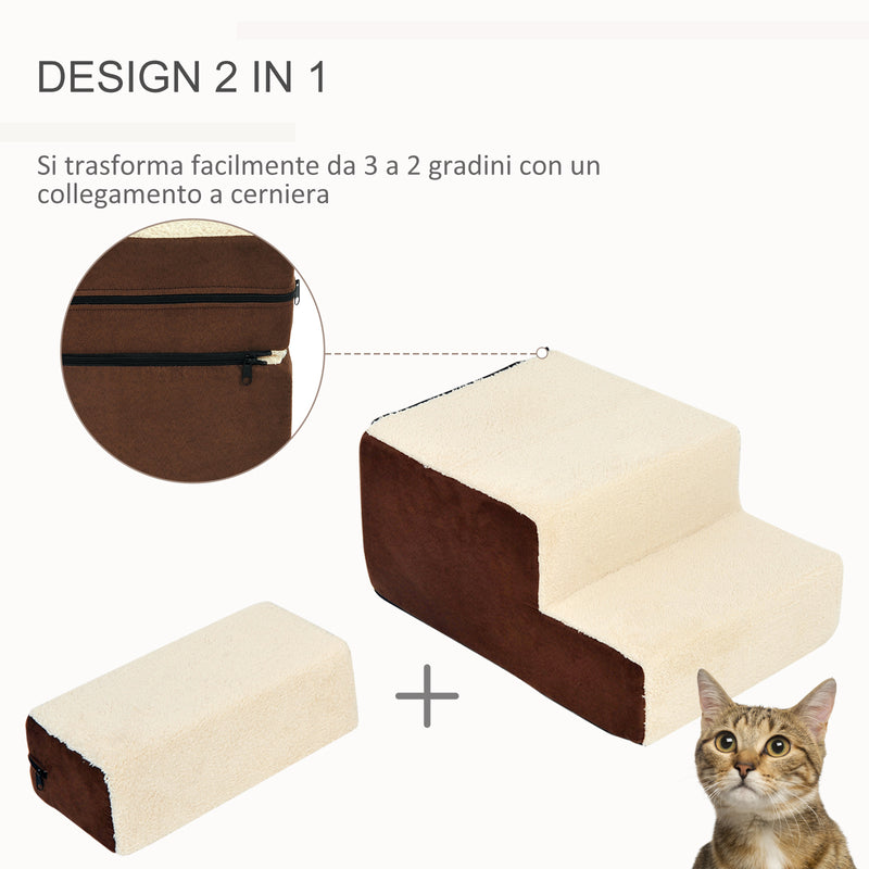 Scala 3 Gradini per Animali Domestici 54x54,5x23 cm  Friendly Beige e Marrone