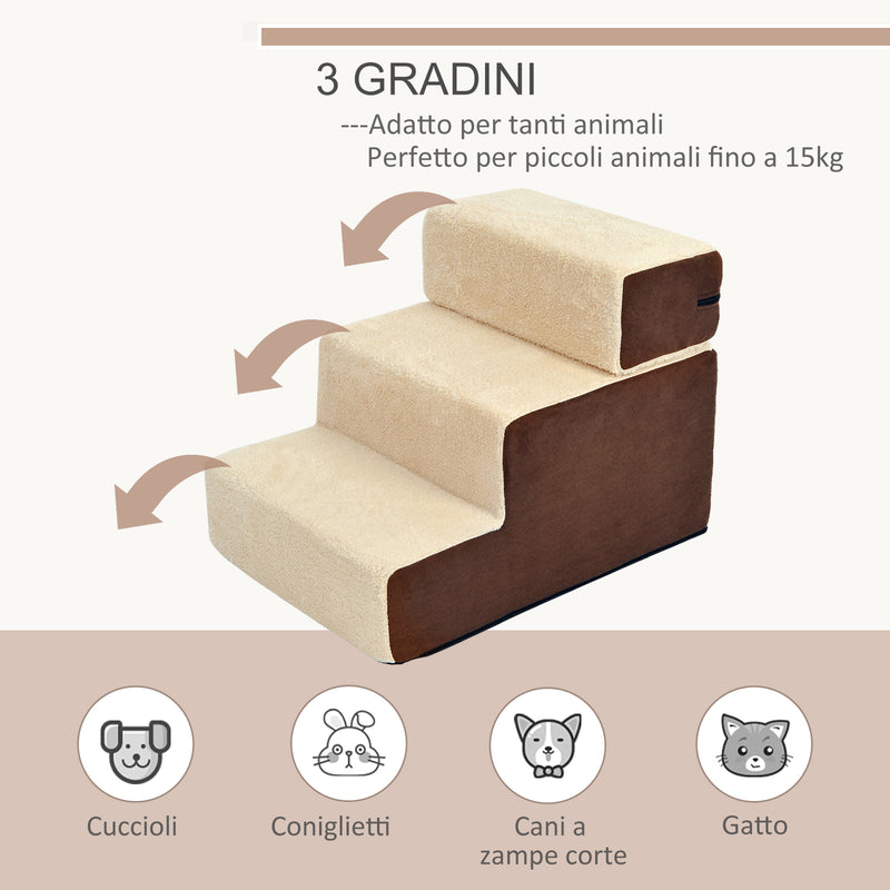 Scala 3 Gradini per Animali Domestici 54x54,5x23 cm  Friendly Beige e Marrone