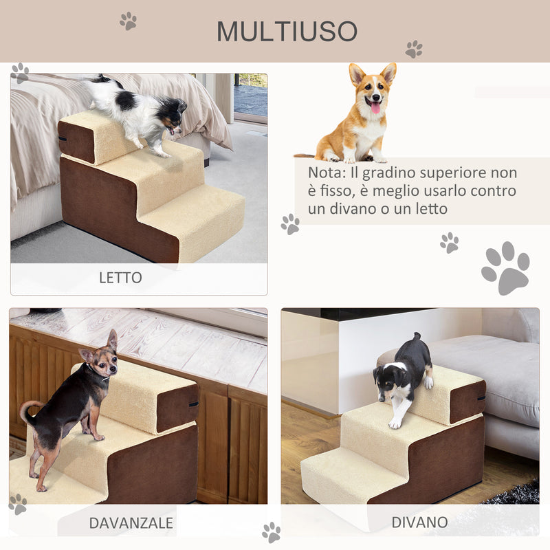 Scala 3 Gradini per Animali Domestici 54x54,5x23 cm  Friendly Beige e Marrone