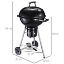 Barbecue a Carbone Carbonella in Acciaio Portatile 2 Ruote 50x63x94 cm  Round