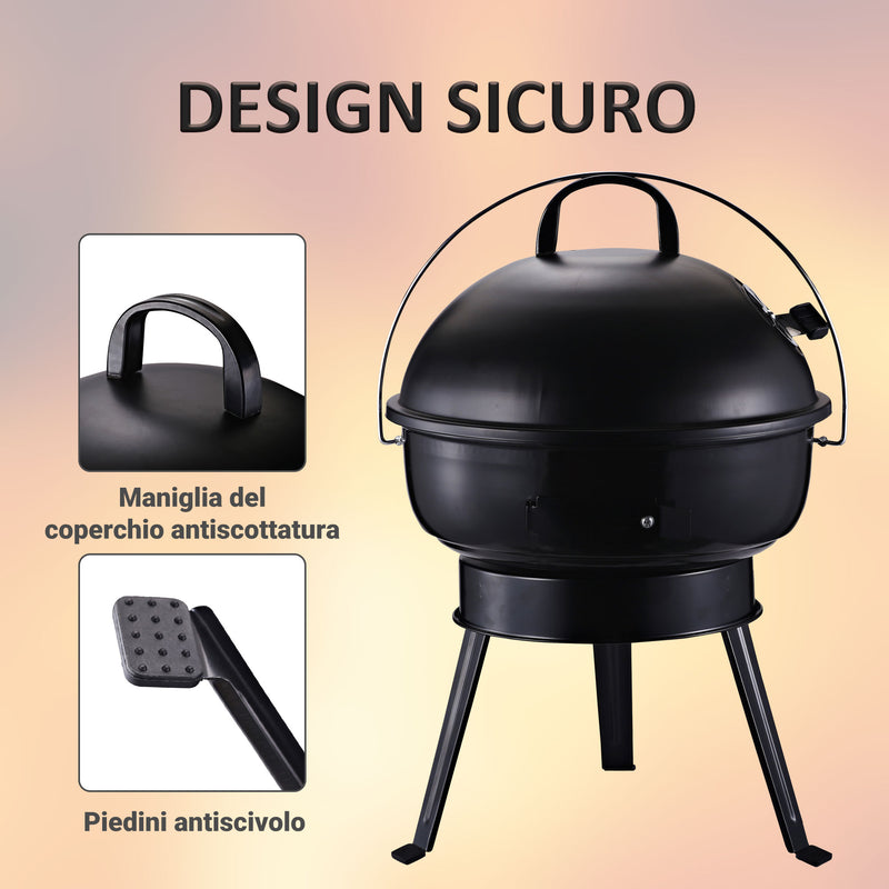Barbecue a Carbone Carbonella Portatile da Tavolo Ø36,5x54 cm  Tiny