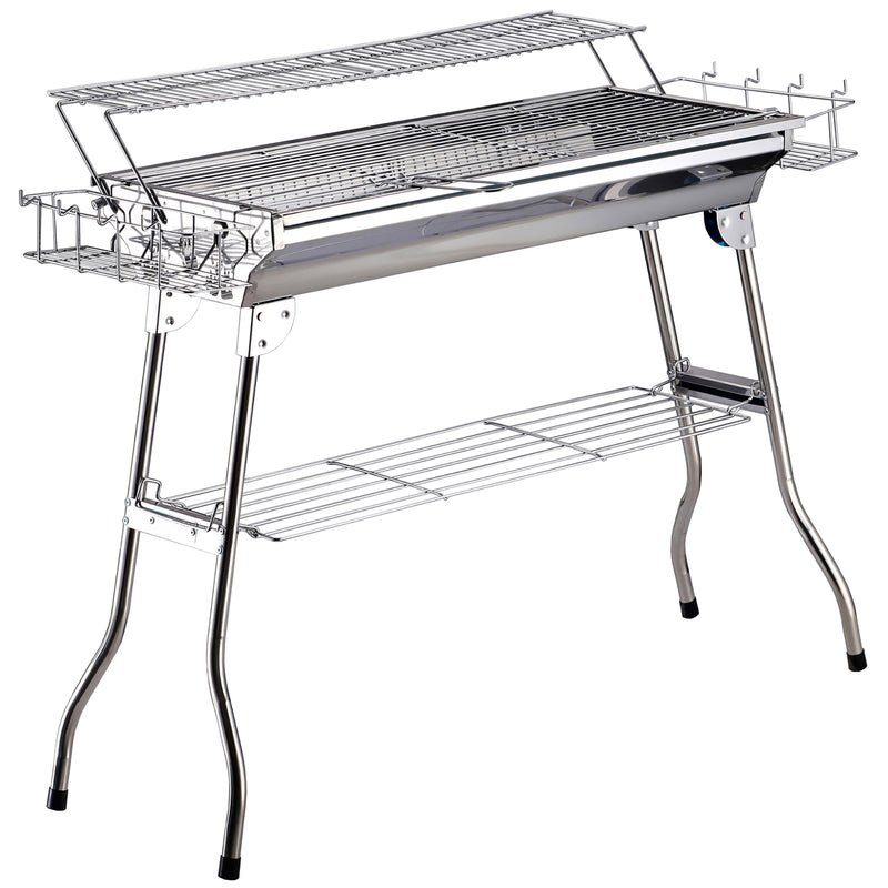 Barbecue a Carbone Carbonella Portatile in Acciaio 100x43x68 cm  Rack