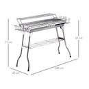 Barbecue a Carbone Carbonella Portatile in Acciaio 100x43x68 cm  Rack
