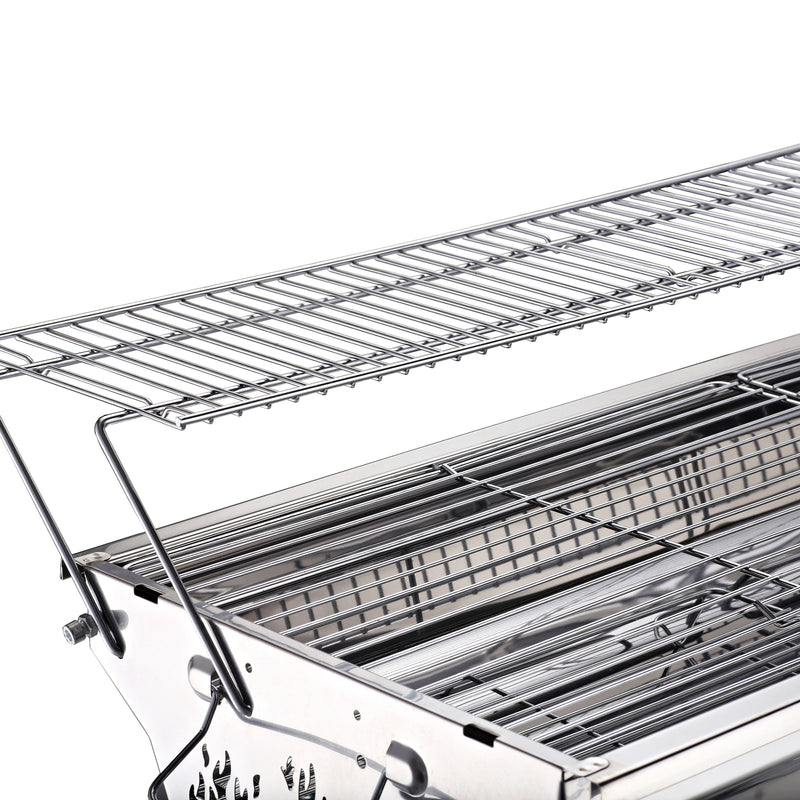 Barbecue a Carbone Carbonella Portatile in Acciaio 100x43x68 cm  Rack