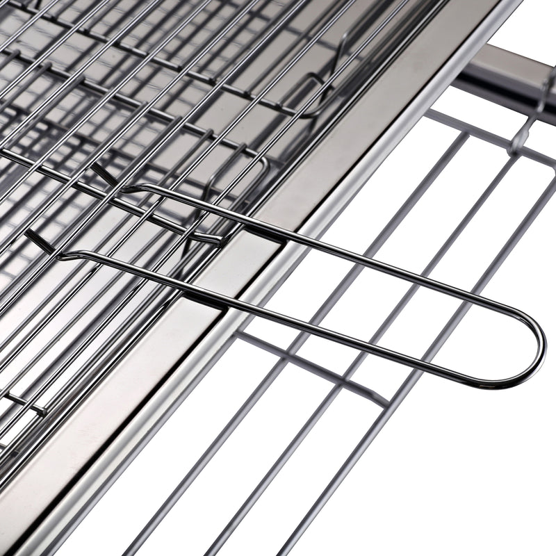Barbecue a Carbone Carbonella Portatile in Acciaio 100x43x68 cm  Rack