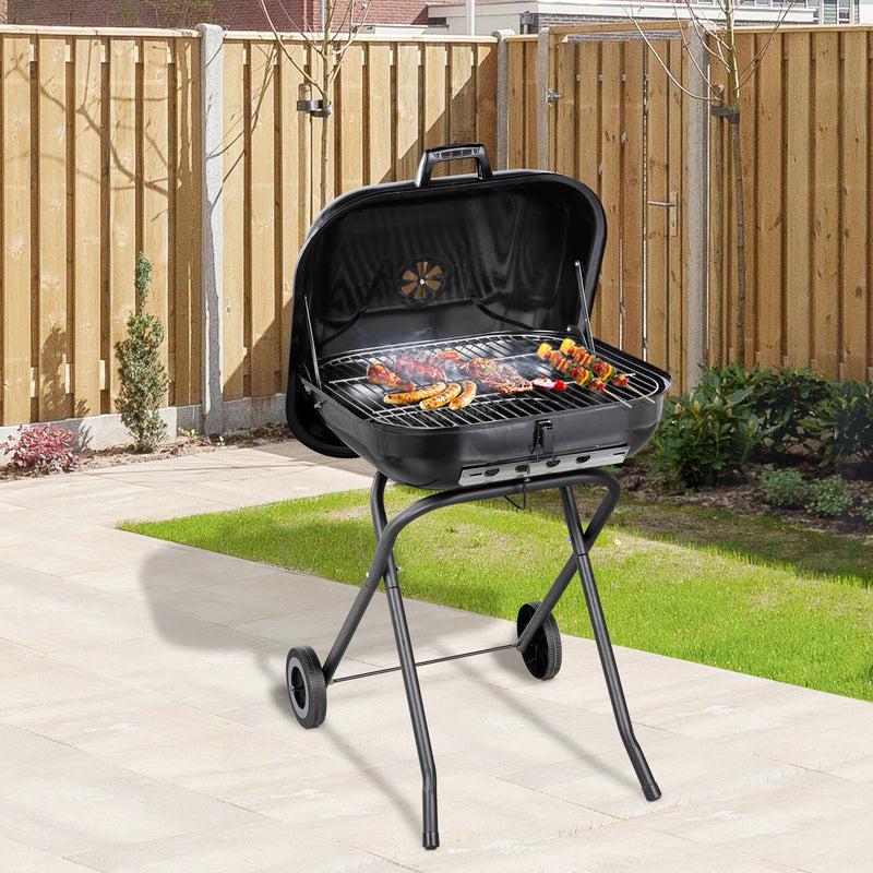Barbecue a Carbone Carbonella Portatile con 2 Ruote 57x70x86 cm  TravelF