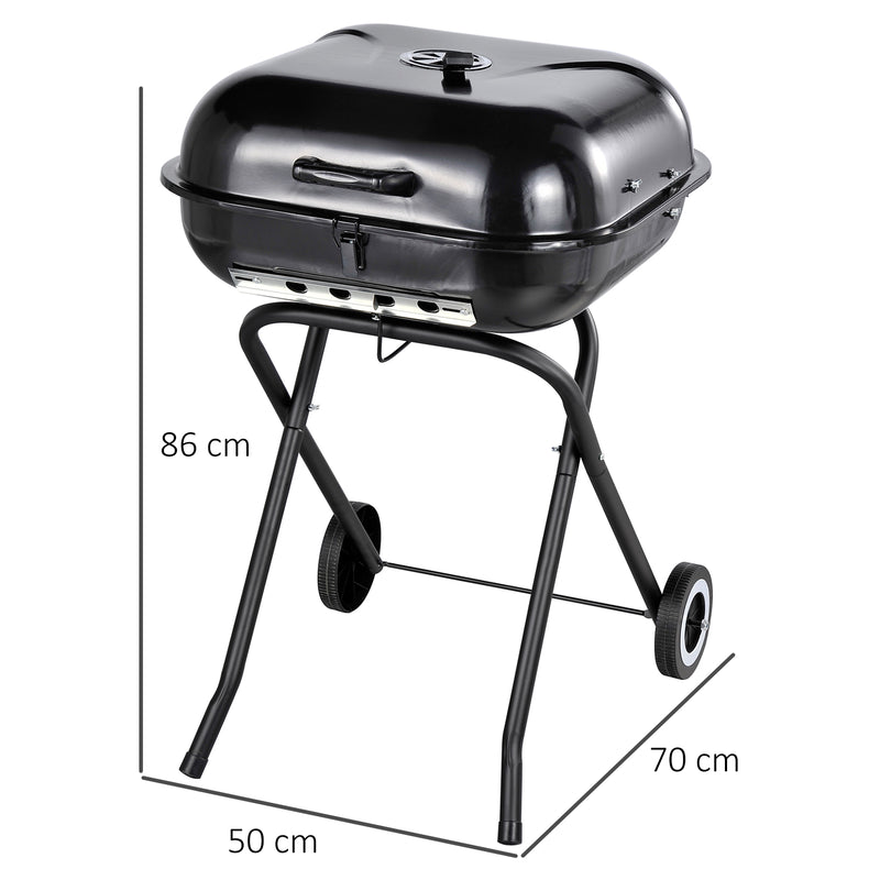 Barbecue a Carbone Carbonella Portatile con 2 Ruote 57x70x86 cm  TravelF