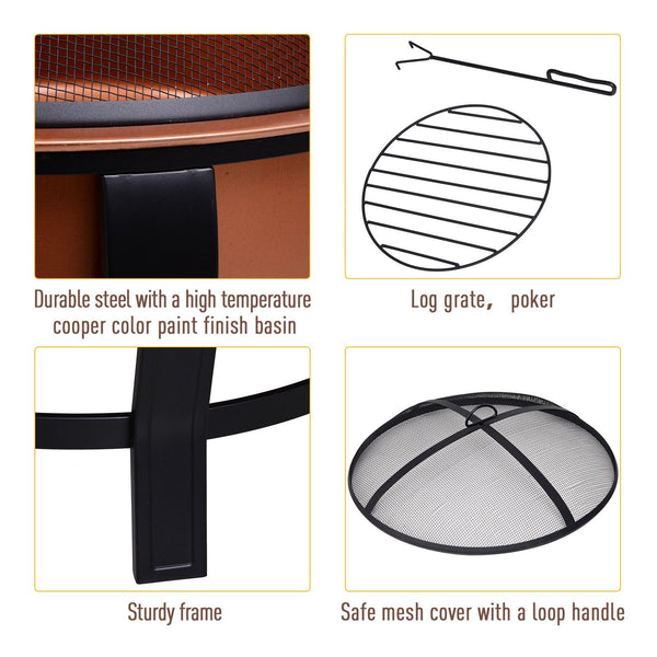 acquista Feuerschale aus Stahl Ø75,3x63 cm für den Außenbereich mit CampFire-Zubehör