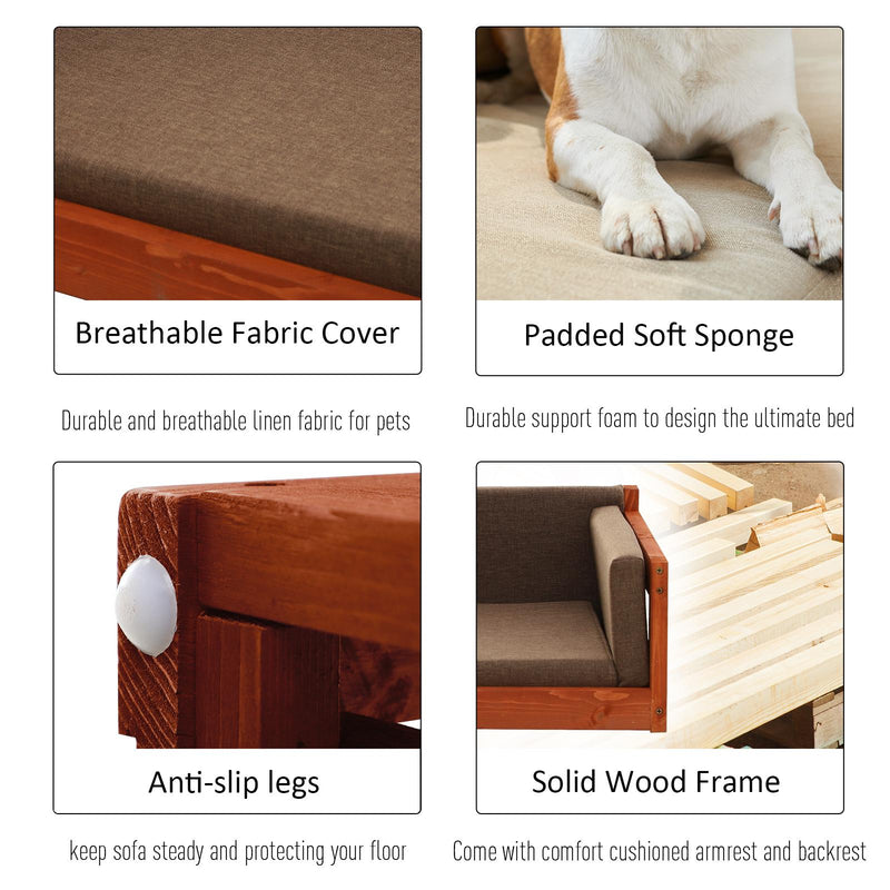 Divanetto per Cani e Gatti 62,5x54,5x23 cm in Legno con Cuscini  Oklahoma