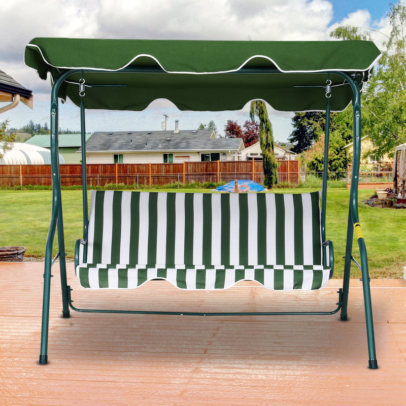 Dondolo 3 Posti da Giardino 170x110x153 cm  Swivel Verde e Bianco