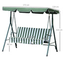 Dondolo 3 Posti da Giardino 170x110x152 cm  Swivel Verde e Bianco