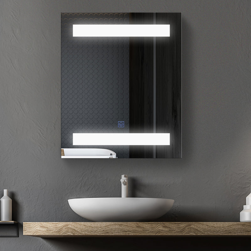 Pensile da Bagno 1 Anta Specchio con LED 60x50x15 cm  MorningLight Bianco