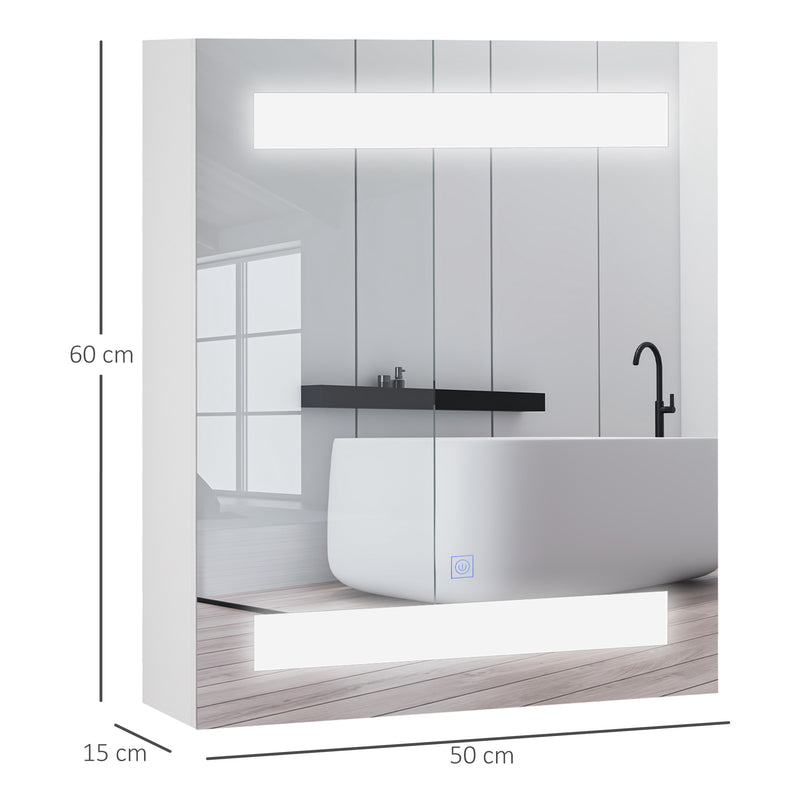 Pensile da Bagno 1 Anta Specchio con LED 60x50x15 cm  MorningLight Bianco