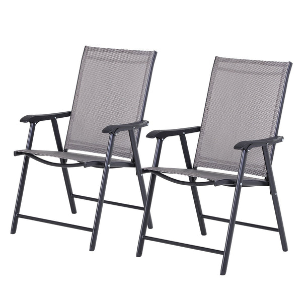 sconto Set mit 2 Gartenstühlen 58 x 64 x 94 cm in Textilene Sanders Grey und Black