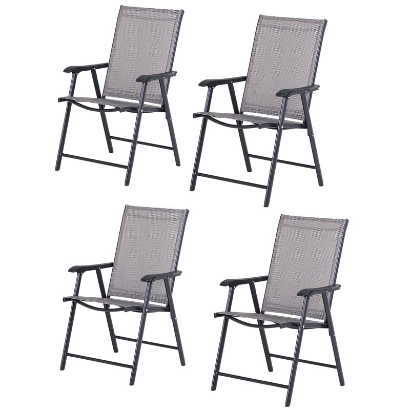 Set 4 Sedie da Giardino 58x64x94 cm in Textilene  Sanders Grigio e Nero
