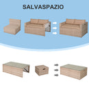 Set Salotto da Giardino in Polyrattan Divano 2 Poltrone  Kore Cachi e Beige