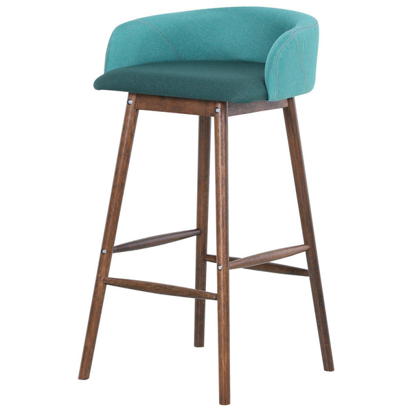 sconto Hocker mit Rückenlehne aus Holz und Stoff 57,5 ​​x 54 x 95 cm Oslo Green