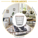 Tavolino da Soggiorno Contenitore in Metallo Ø39,5x43 cm  Nero e Legno