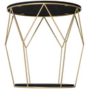 Tavolino da Soggiorno Contenitore in Metallo Ø45x48 cm  Nero e Oro