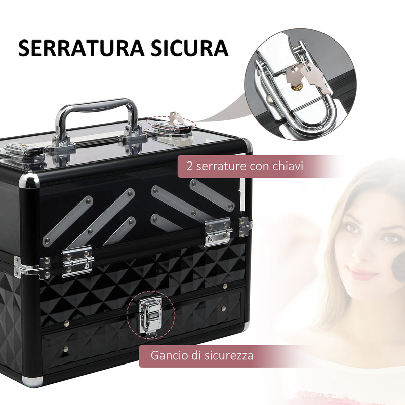 Valigetta per Estetista Make Up Trucchi 30x18,5x22 cm  Beauty Nero