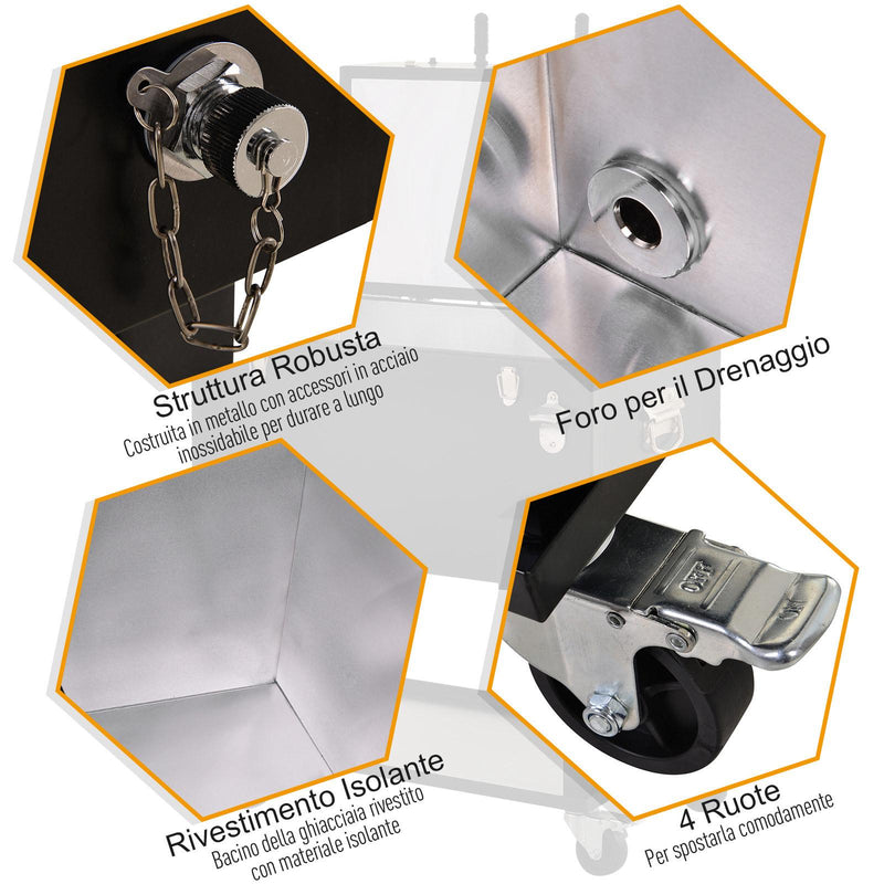 Ghiacciaia Portatile 65L con Calcio Balilla e 4 Ruote in Acciaio  Play 'n Drink Nero