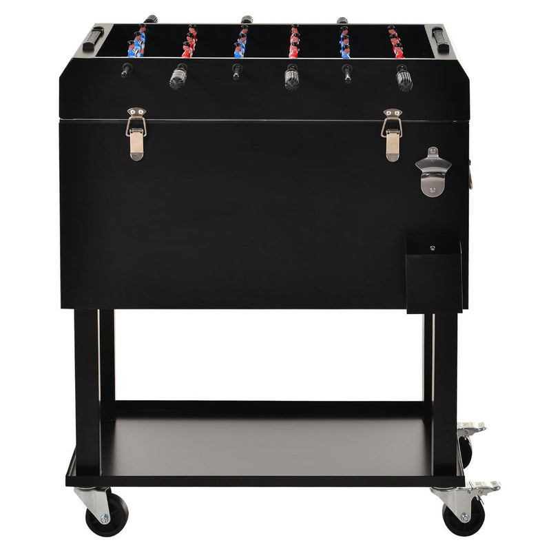 Ghiacciaia Portatile 65L con Calcio Balilla e 4 Ruote in Acciaio  Play 'n Drink Nero