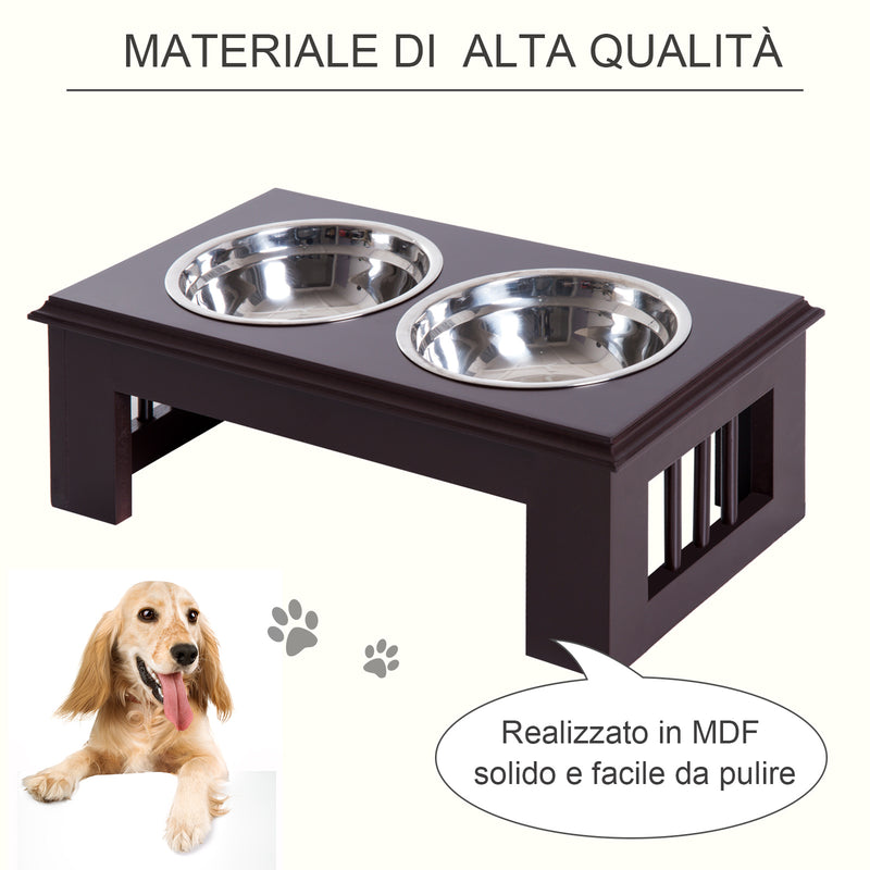 Ciotola per Cani Rialzata 2 Piatti in Acciaio 43,7x24x15 cm  MySup
