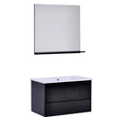 Mobile Bagno Sospeso 80 cm a 2 Cassetti con Specchio e Lavabo  Goteborg Nero