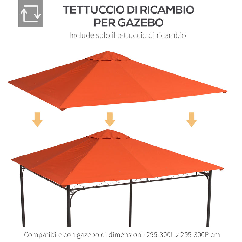 Tetto di Ricambio per Gazebo da Giardino 3x3 m in Poliestere  Morgan Arancione