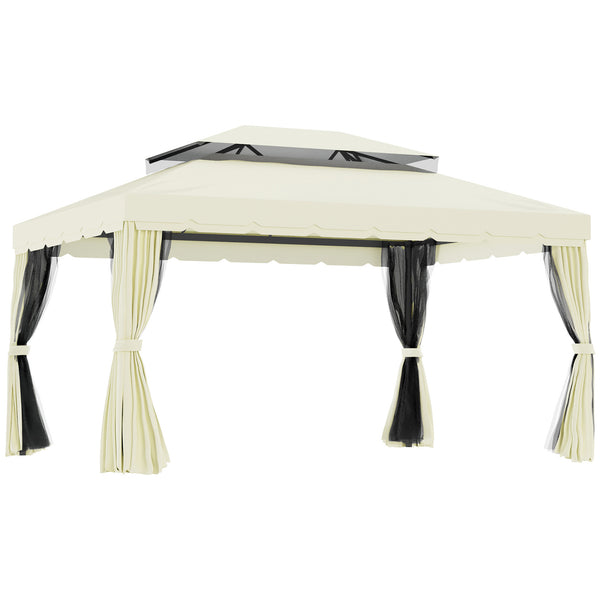 sconto Gartenpavillon 3x4m mit Moskitonetz und cremeweißem Klaus Doppeldach