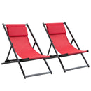 Set 2 Sedie Sdraio Pieghevoli in Alluminio 96,35x58x91,5 cm  Rex Rosso