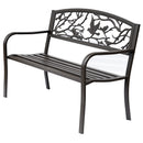 Panchina da Giardino in Acciaio con Schienale Decorato 127x60 cm  Bechy Marrone