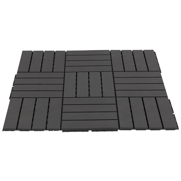 sconto Set mit 9 ineinandergreifenden Fliesen in Holzoptik 30 x 30 x 2 cm Black Deck