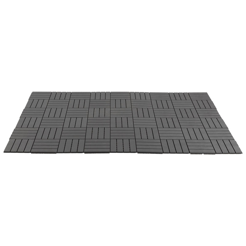 Set 9 Mattonelle a Incasto Effetto Legno 30x30x2 cm  Deck Nero