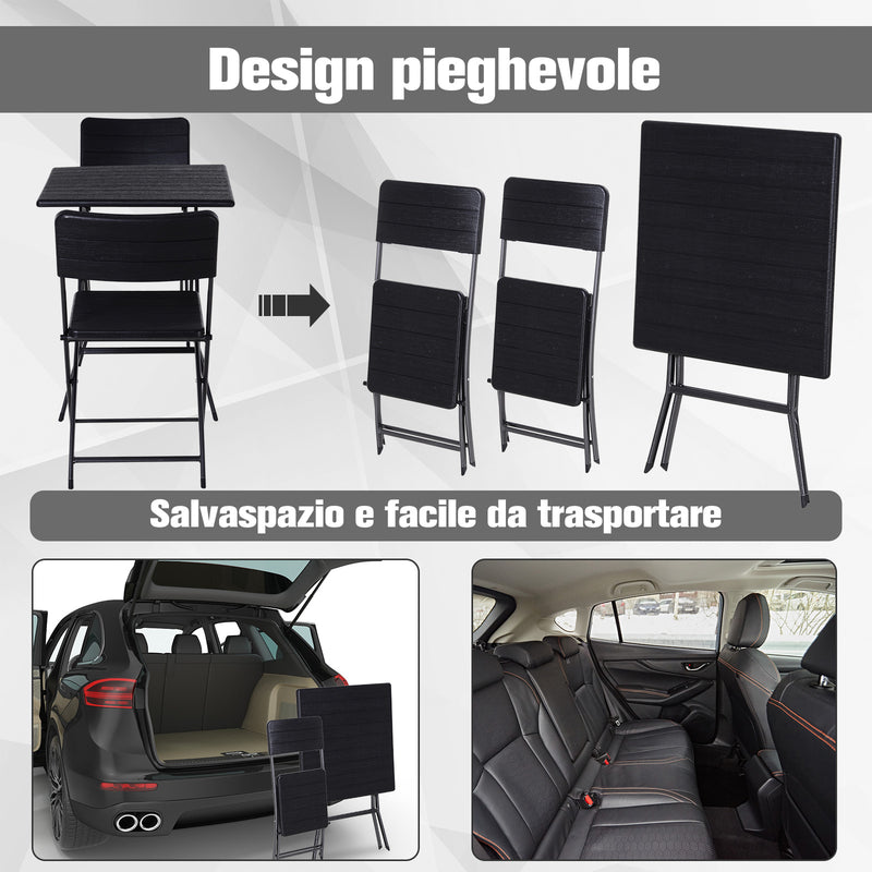 Set Tavolo 2 Sedie da Giardino Pieghevoli  Small Nero