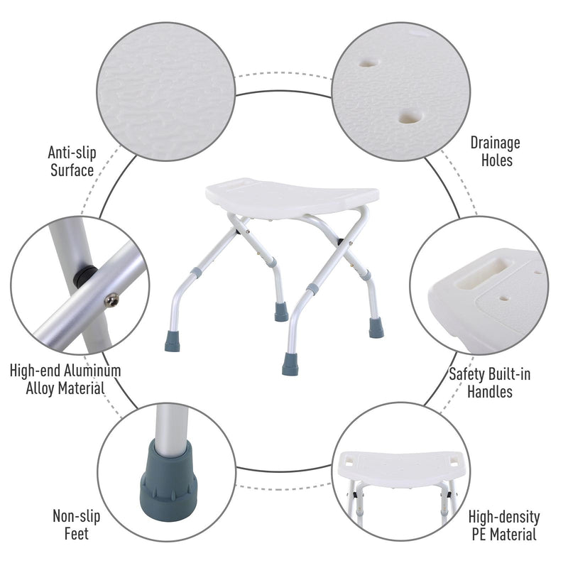 Sedia da Doccia Antiscivolo Altezza Regolabile 3 Livelli  Mini-Comfy