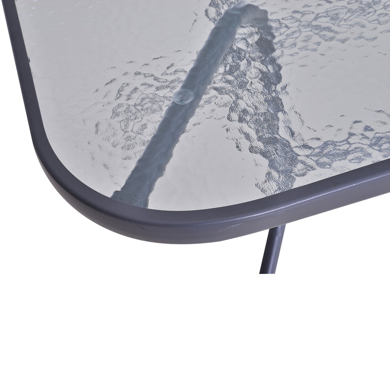 Tavolo da Giardino in Metallo e Vetro 140x80x70 cm  Champs