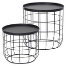 Set 2 Tavolini in Metallo Ø50x50 cm e Ø41,5x35,5 cm  Net Nero