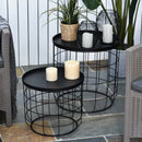 Set 2 Tavolini in Metallo Ø50x50 cm e Ø41,5x35,5 cm  Net Nero