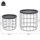 Set 2 Tavolini in Metallo Ø50x50 cm e Ø41,5x35,5 cm  Net Nero