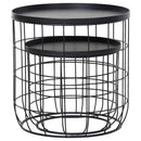 Set 2 Tavolini in Metallo Ø50x50 cm e Ø41,5x35,5 cm  Net Nero