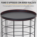 Set 2 Tavolini in Metallo Ø50x50 cm e Ø41,5x35,5 cm  Net Nero