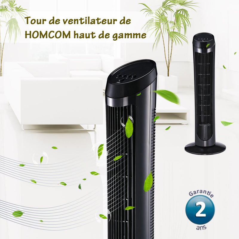 Ventilatore a Colonna Oscillante 45W 27x27x75 cm  WindPlus Nero