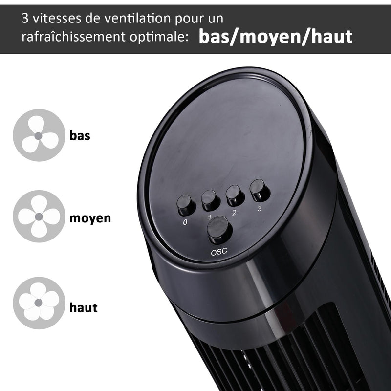 Ventilatore a Colonna Oscillante 45W 27x27x75 cm  WindPlus Nero