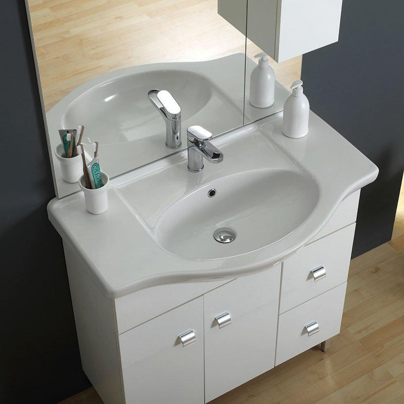 Mobile Bagno con Lavabo Specchio e Pensile Rizzetti Berlin Bianco Varie Misure