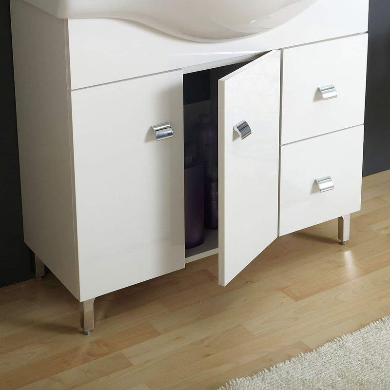 Mobile Bagno con Lavabo Specchio e Pensile Rizzetti Berlin Bianco Varie Misure