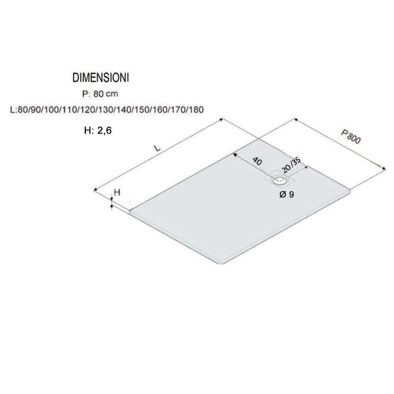 Piatto Doccia Effetto Pietra Rizzetti Muse Ardesia Grigio Varie Misure