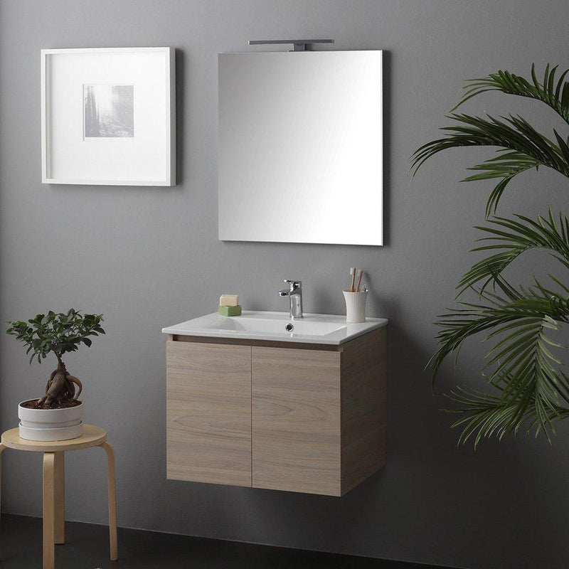 Mobile Bagno Sospeso 60 cm Lavabo 2 Ante + LED 30 cm Rizzetti Gibson Rovere