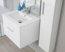 Mobile Bagno Sospeso 60 cm Lavabo con Colonna Rizzetti Real Bianco Lucido