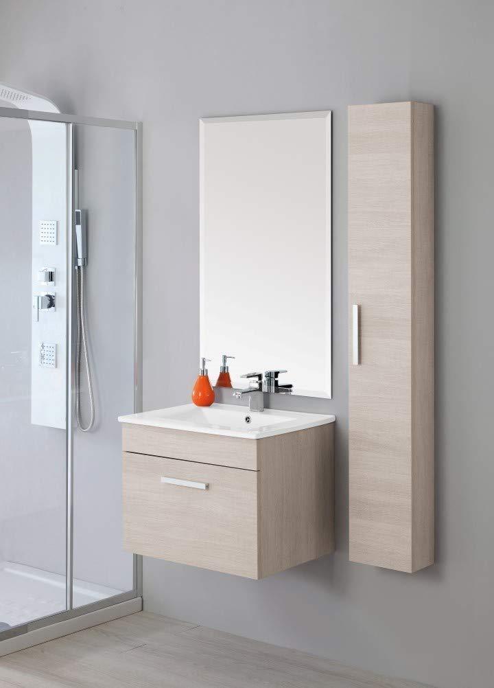 Mobile Bagno Sospeso 60 cm Lavabo con Colonna Rizzetti Real Rovere